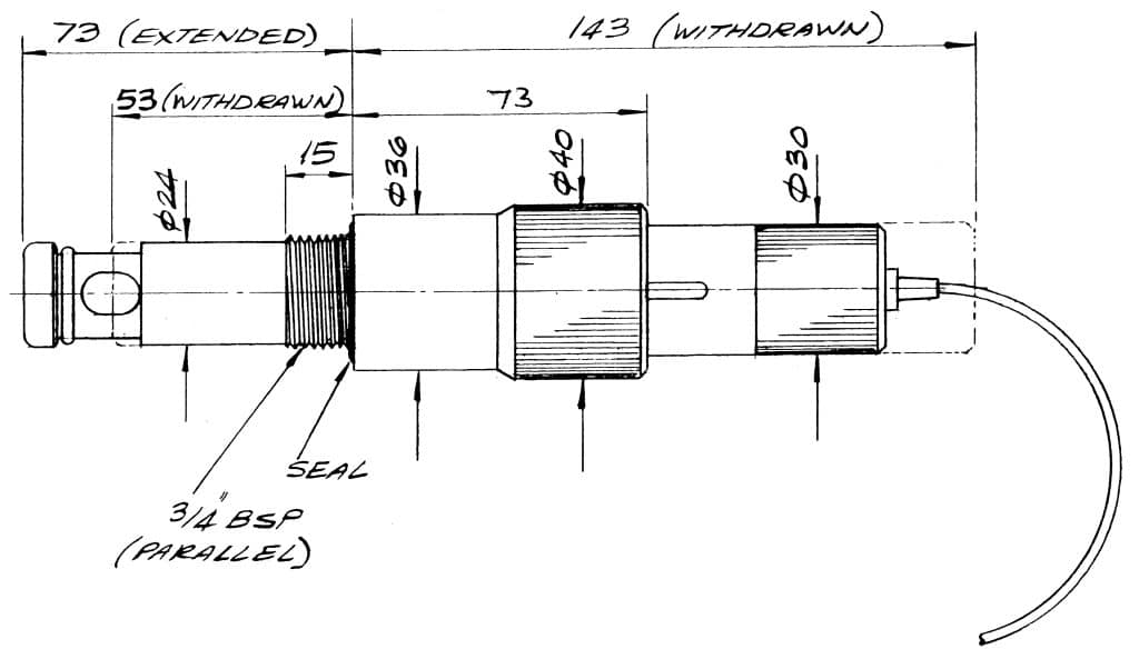 Dimension Drawing for WPA1 Retractable Housing